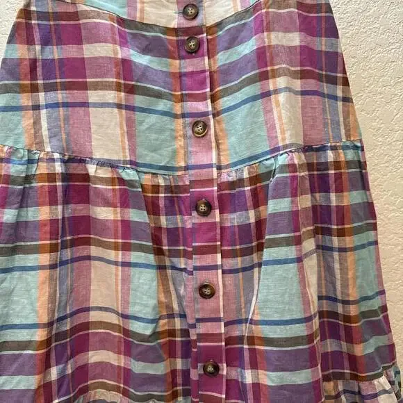 Women’s KITRI Lupeta Plaid Button Down Skirt Size 8 - Picture 2 of 8